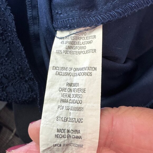 Navy Blue My Michelle Size 1 Lace Sequin Dress With Half Sleeves & Side Zipper - Picture 8 of 8